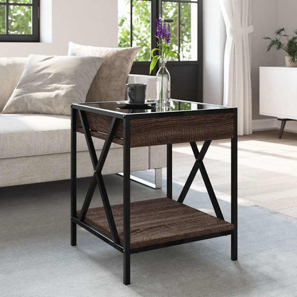 Soffbord med Infinity LEDs brun ek 40x40x49 cm