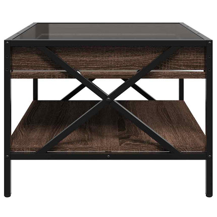 Soffbord med Infinity LEDs brun ek 50x50x38 cm