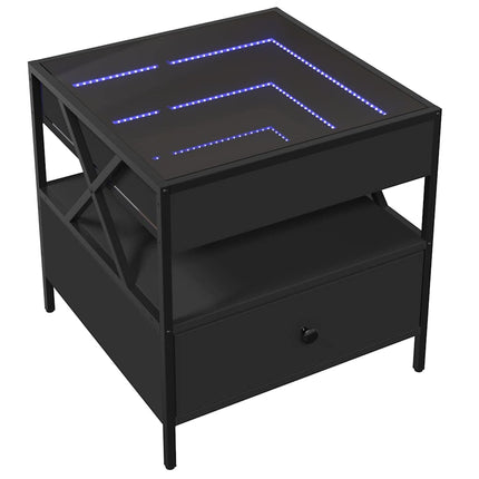 Soffbord med Infinity LEDs svart 50x50x51 cm