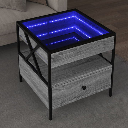 Soffbord med Infinity LEDs grå sonoma 50x50x51 cm