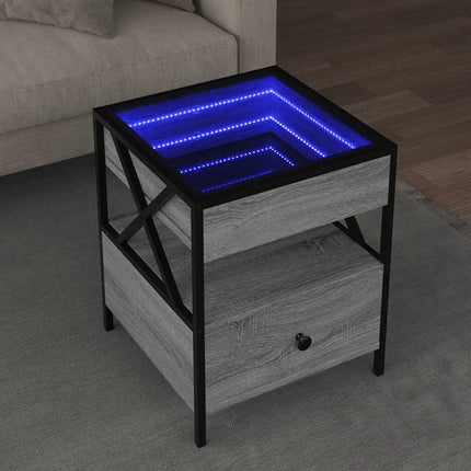 Soffbord med Infinity LEDs grå sonoma 40x40x51 cm