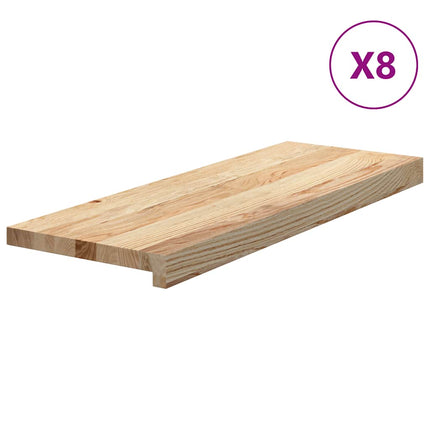 Trappstegsmattor 8 pcs obehandlad 70x25x2 cm massiv ek