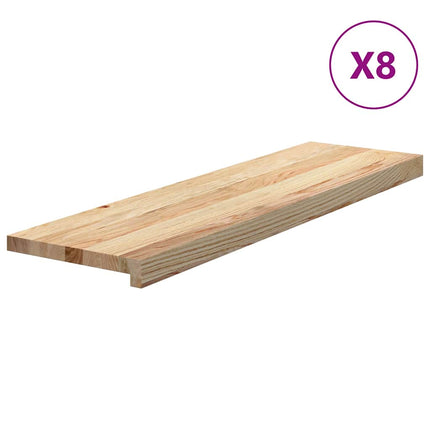 Trappstegsmattor 8 pcs obehandlad 90x25x2 cm massiv ek