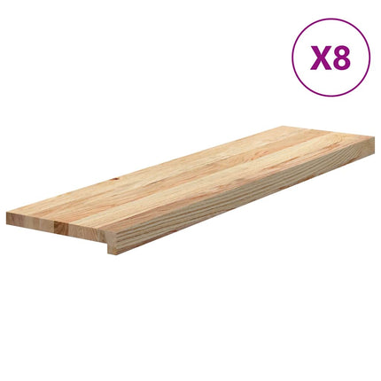 Trappstegsmattor 8 pcs obehandlad 100x25x2 cm massiv ek