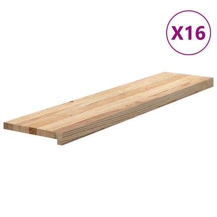 Trappstegsmattor 16 pcs obehandlad 110x25x2 cm massiv ek