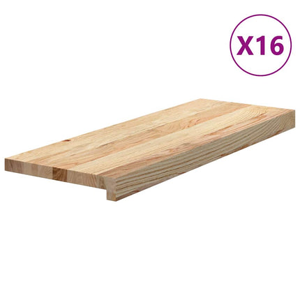 Trappstegsmattor 16 pcs obehandlad 70x30x2 cm massiv ek