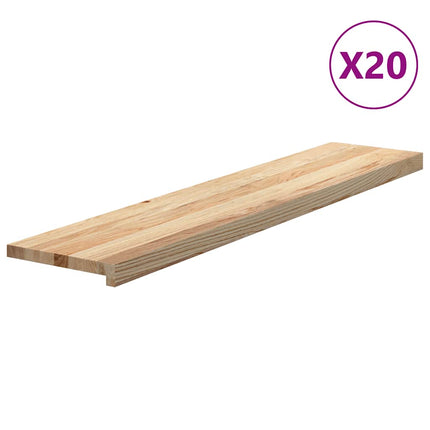 Trappstegsmattor 20 pcs obehandlad 120x25x2 cm massiv ek