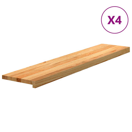 Trappstegsmattor 4 pcs ljusbrun 120x30x2 cm massiv ek