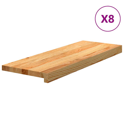 Trappstegsmattor 8 pcs ljusbrun 70x25x2 cm massiv ek