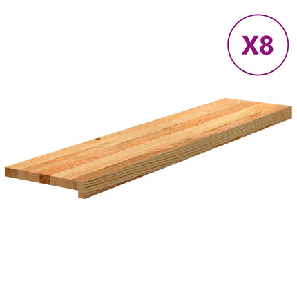 Trappstegsmattor 8 pcs ljusbrun 110x30x2 cm massiv ek
