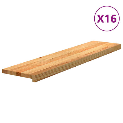 Trappstegsmattor 16 pcs ljusbrun 110x25x2 cm massiv ek