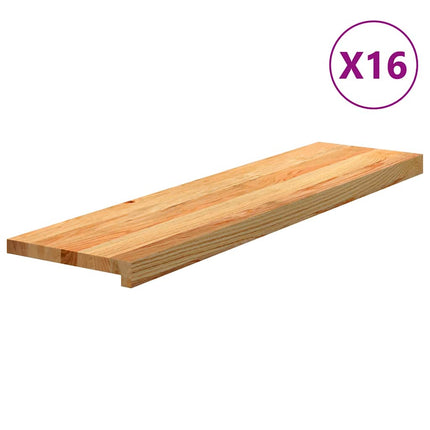 Trappstegsmattor 16 pcs ljusbrun 100x30x2 cm massiv ek