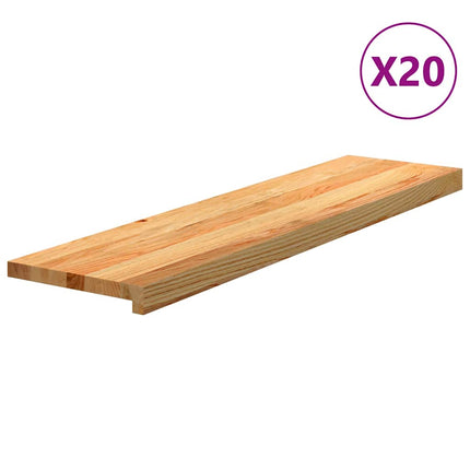 Trappstegsmattor 20 pcs ljusbrun 100x25x2 cm massiv ek