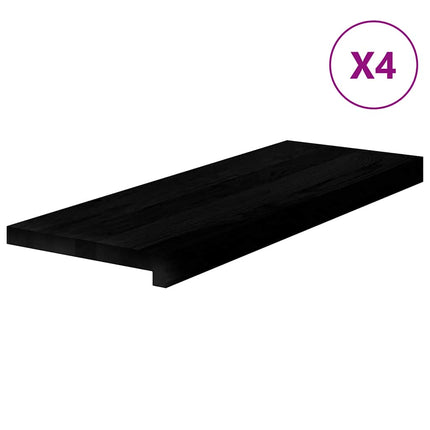 Trappstegsmattor 4 pcs brunsvart 70x30x2 cm massiv ek