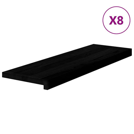 Trappstegsmattor 8 pcs brunsvart 80x25x2 cm massiv ek
