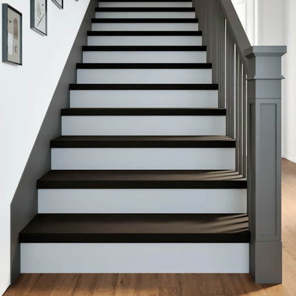 Trappstegsmattor 12 pcs brunsvart 100x30x2 cm massiv ek