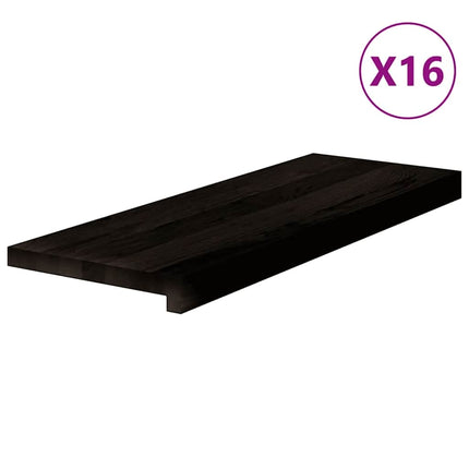 Trappstegsmattor 16 pcs brunsvart 70x25x2 cm massiv ek