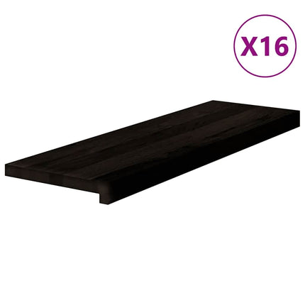 Trappstegsmattor 16 pcs brunsvart 80x25x2 cm massiv ek