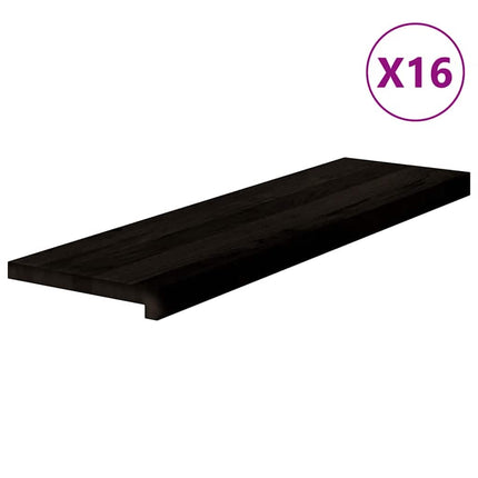 Trappstegsmattor 16 pcs brunsvart 90x25x2 cm massiv ek