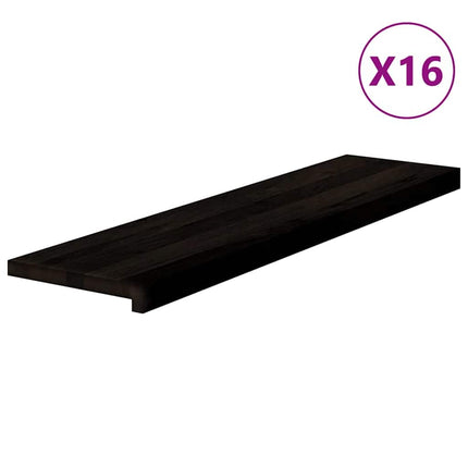 Trappstegsmattor 16 pcs brunsvart 100x25x2 cm massiv ek