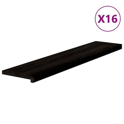 Trappstegsmattor 16 pcs brunsvart 120x25x2 cm massiv ek