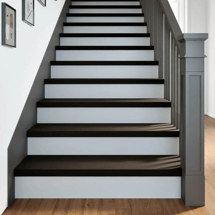 Trappstegsmattor 16 pcs brunsvart 90x30x2 cm massiv ek