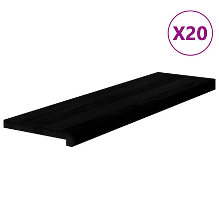 Trappstegsmattor 20 pcs brunsvart 90x25x2 cm massiv ek