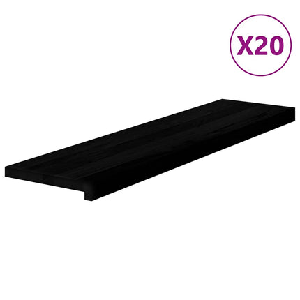 Trappstegsmattor 20 pcs brunsvart 100x30x2 cm massiv ek