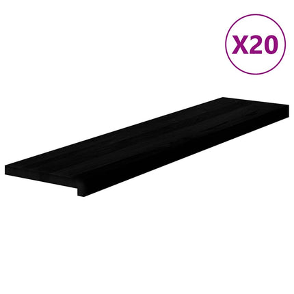 Trappstegsmattor 20 pcs brunsvart 110x30x2 cm massiv ek