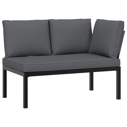 Trädgårdssoffa med dynor 3 delar svart aluminium
