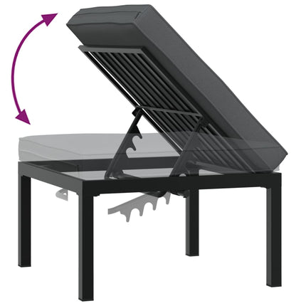 Trädgårdssoffa med dynor 3 delar svart aluminium