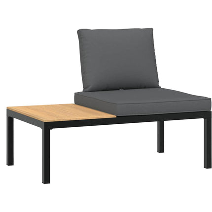 Trädgårdssoffa med dynor 7 delar svart aluminium
