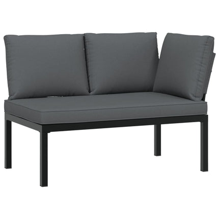 Trädgårdssoffa med dynor 4 delar svart aluminium