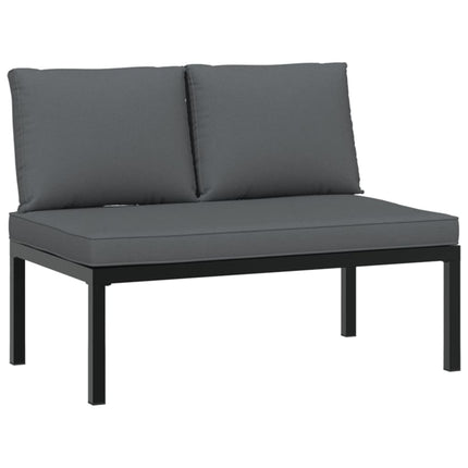 Trädgårdssoffa med dynor 4 delar svart aluminium