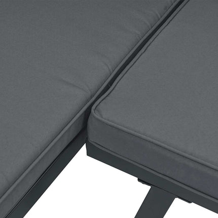 Trädgårdssoffa med dynor 4 delar svart aluminium