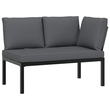 Trädgårdssoffa med dynor 4 delar svart aluminium
