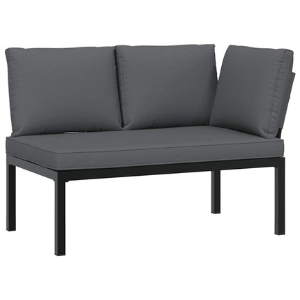 Trädgårdssoffa med dynor 3 delar svart aluminium
