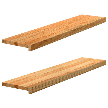 Trappstegsmattor 2 pcs ljusbrun 110x30x2 cm massiv ek
