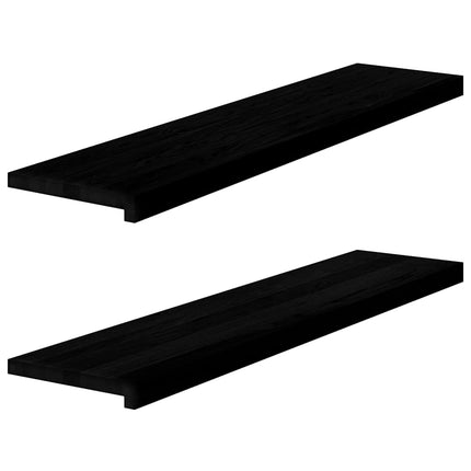 Trappstegsmattor 2 pcs brunsvart 110x25x2 cm massiv ek