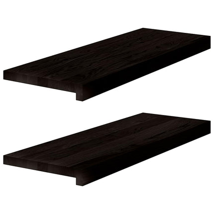Trappstegsmattor 2 pcs brunsvart 70x30x2 cm massiv ek
