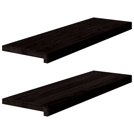 Trappstegsmattor 2 pcs brunsvart 80x30x2 cm massiv ek