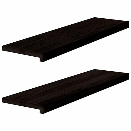 Trappstegsmattor 2 pcs brunsvart 90x30x2 cm massiv ek