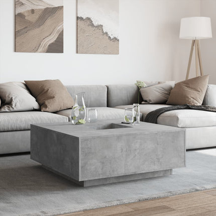 Soffbord betonggrå 100x100x40 cm konstruerat trä