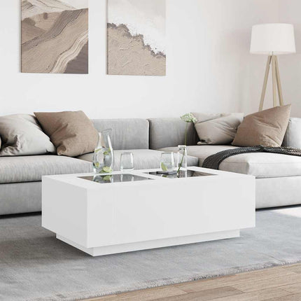 Soffbord med Infinity LEDs vit 116x69x40 cm