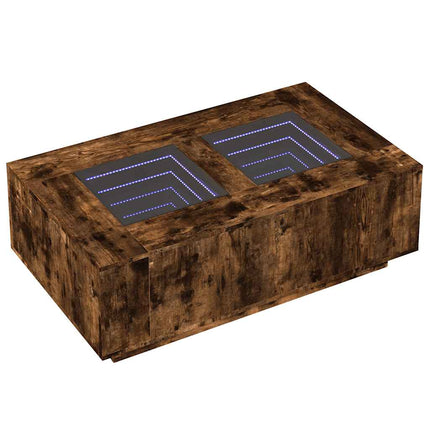 Soffbord med Infinity LEDs rökfärgad ek 116x69x40 cm