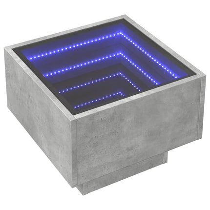 Sängbord med Infinity LEDs betonggrå 40x40x30 cm