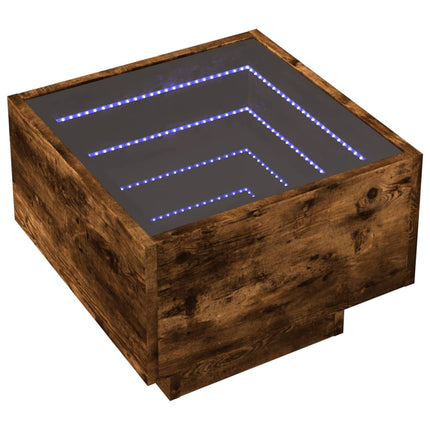 Sängbord med Infinity LEDs rökfärgad ek 40x40x30 cm