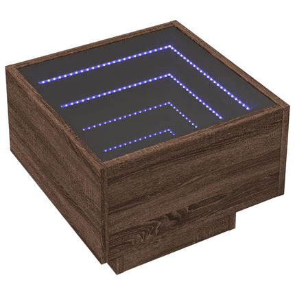 Sängbord med Infinity LEDs brun ek 40x40x30 cm