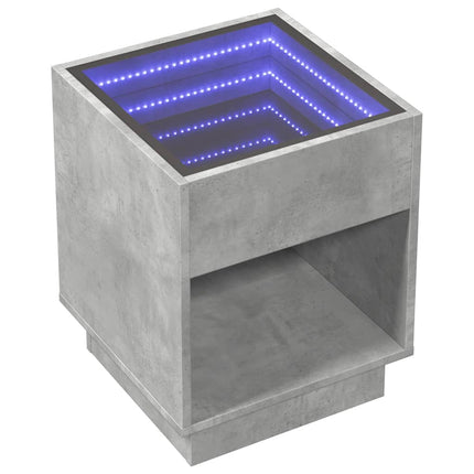 Sängbord med Infinity LEDs betonggrå 40x40x50 cm