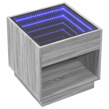Sängbord med Infinity LEDs grå sonoma 50x50x50 cm